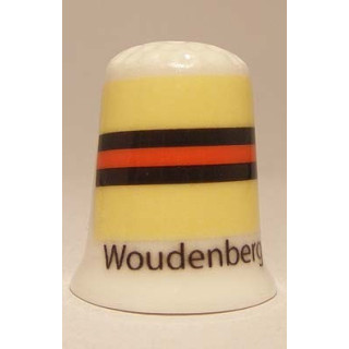 Woudenberg Nederlandse gemeentevlag op een porselein vingerhoedje