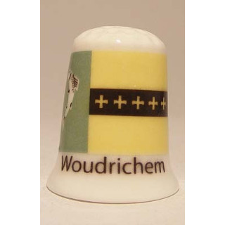 Woudrichem Nederlandse gemeentevlag op een porselein vingerhoedje