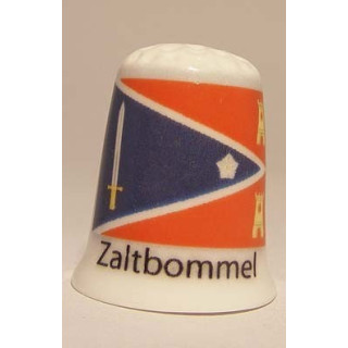Zaltbommel Nederlandse gemeentevlag op een porselein vingerhoedje