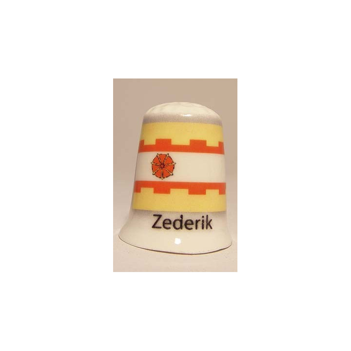 Zederik Nederlandse gemeentevlag op een porselein vingerhoedje