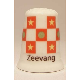 Zeevang Nederlandse gemeentevlag op een porselein vingerhoedje