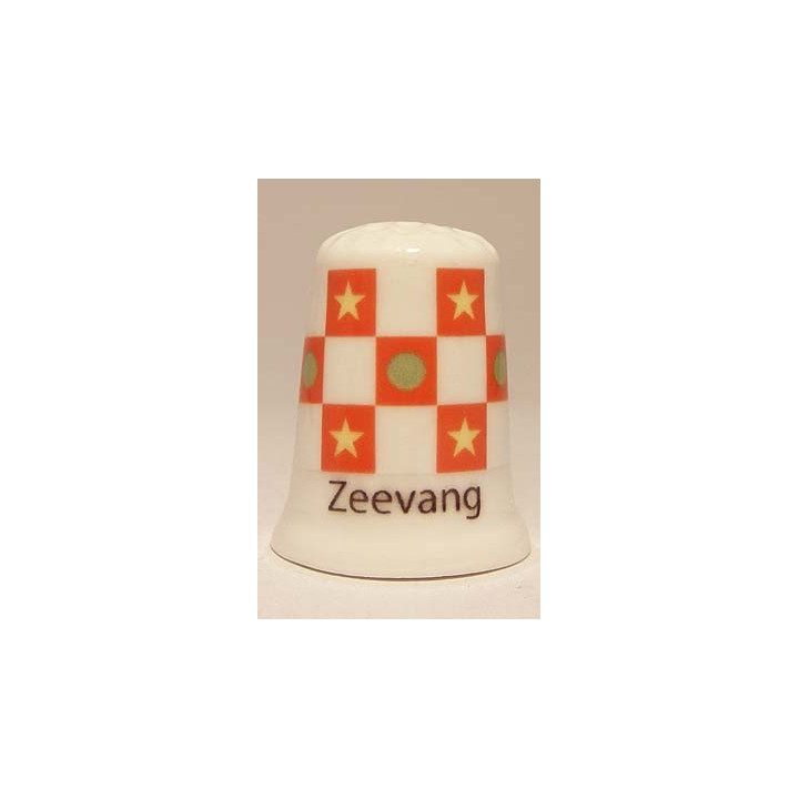 Zeevang Nederlandse gemeentevlag op een porselein vingerhoedje
