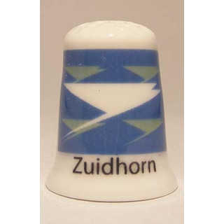 Zuidhorn Nederlandse gemeentevlag op een porselein vingerhoedje