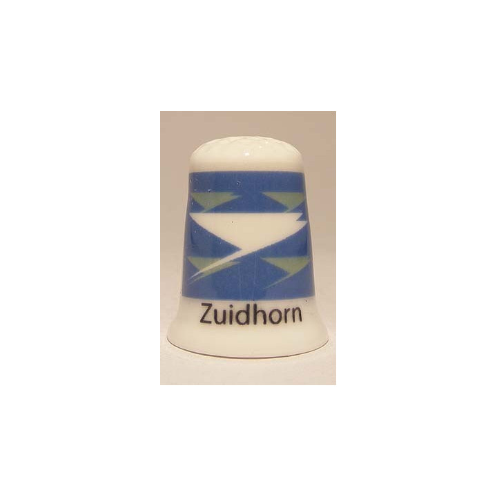Zuidhorn Nederlandse gemeentevlag op een porselein vingerhoedje