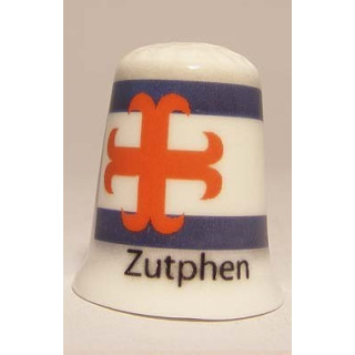 Zutphen Nederlandse gemeentevlag op een porselein vingerhoedje