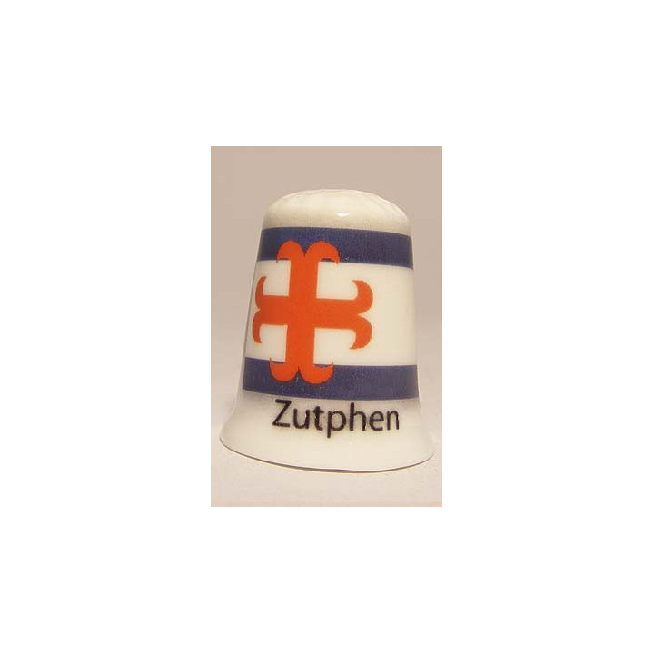 Zutphen Nederlandse gemeentevlag op een porselein vingerhoedje