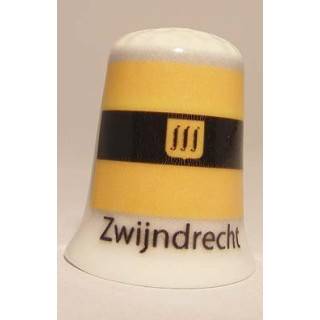 Zwijndrecht Nederlandse gemeentevlag op een porselein vingerhoedje
