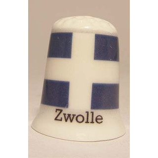 Zwolle Nederlandse gemeentevlag op een porselein vingerhoedje