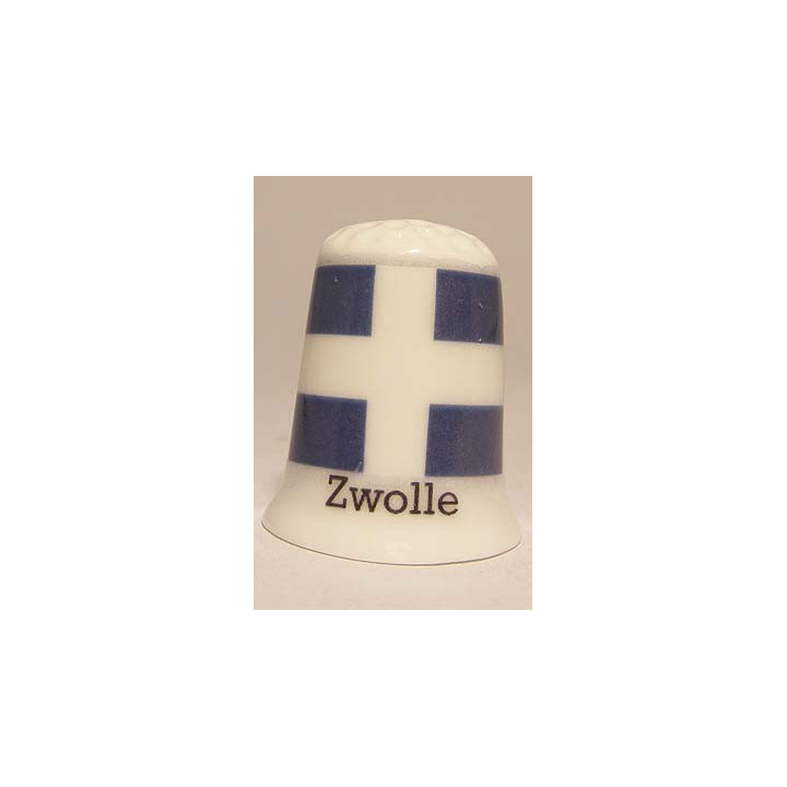 Zwolle Nederlandse gemeentevlag op een porselein vingerhoedje