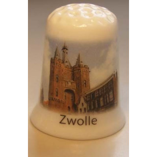 Zwolle op een porselein vingerhoedje