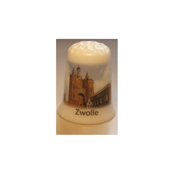 Zwolle op een porselein vingerhoedje