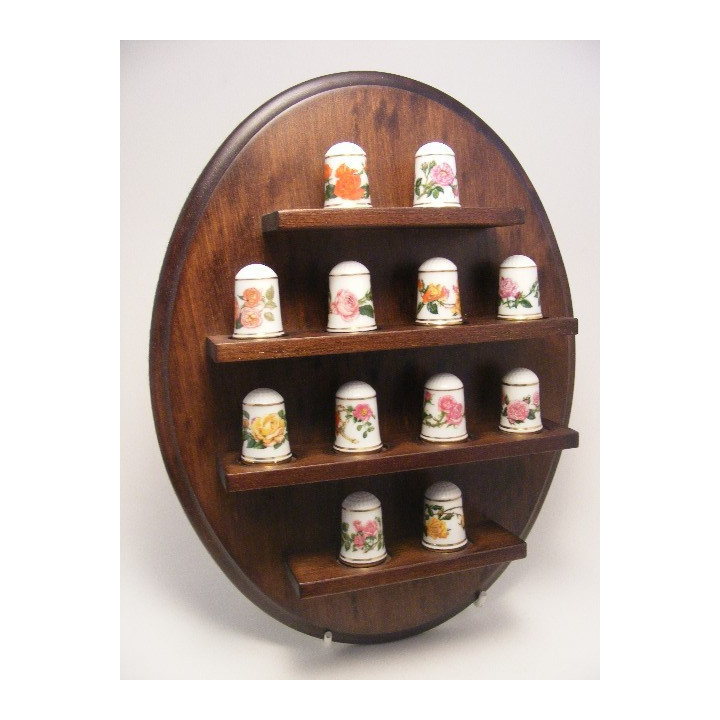 Elizabeth Woodhouse vingerhoedjes met hout display The Franklin Mint 1979