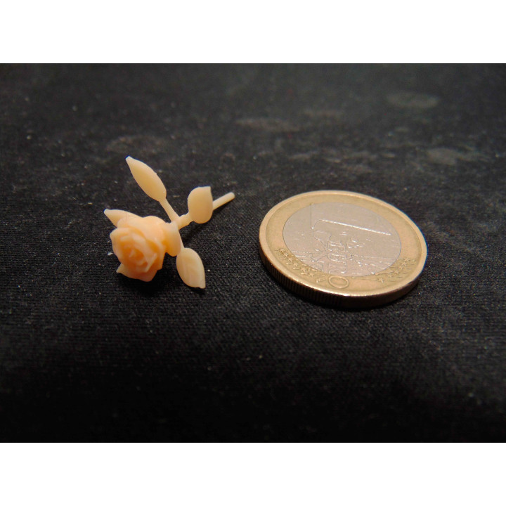 Roos met steel bloem beige 1:12 poppenhuis miniatuur