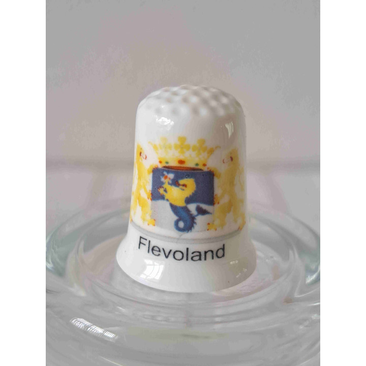 Provinciewapen Flevoland op een vingerhoedje
