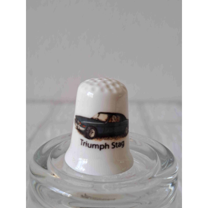 Triumph Stag sport toerwagen 1978 op een porselein vingerhoedje