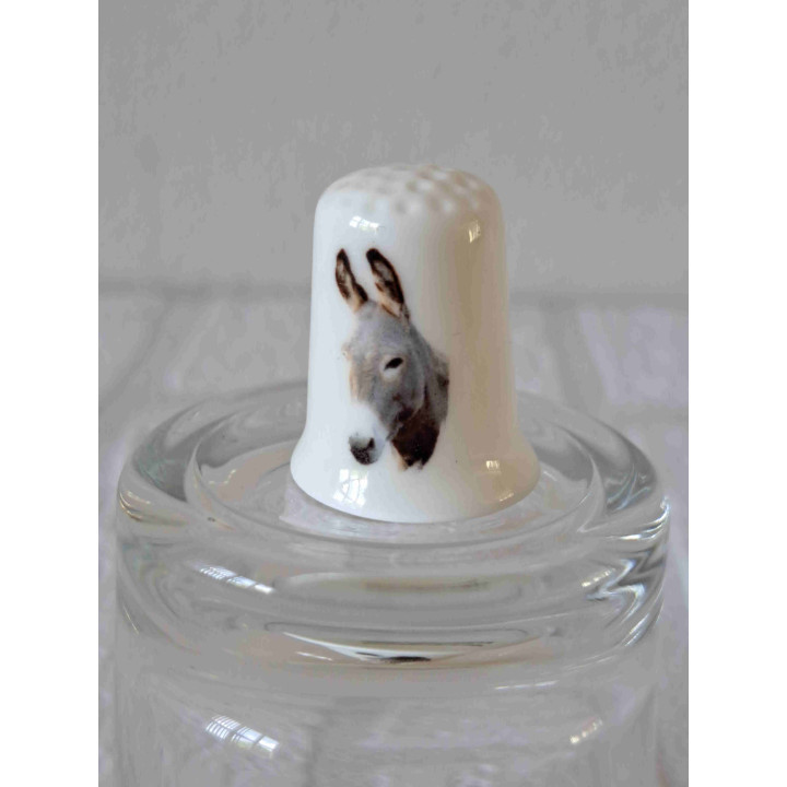 Ezel kop op een porselein vingerhoedje