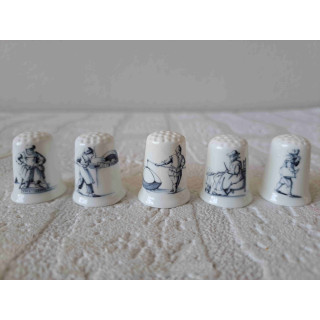 vijf porselein vingerhoedjes met ambachten