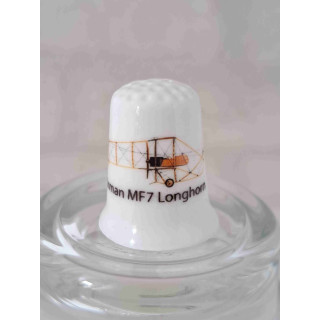 Maurice Farman MF.7 Longhorn dubbeldekker vliegtuig op een porselein vingerhoedje