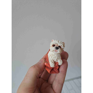 West Highland terrier hond in kadotas, kunsthars 5x4x6cm