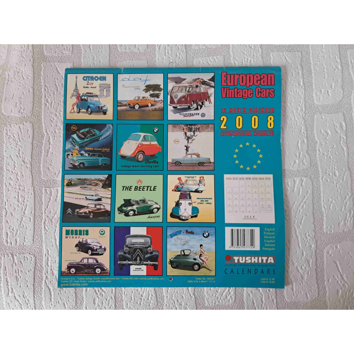 Auto kalender 2008 met fotos van klassieke auto's van Tushita