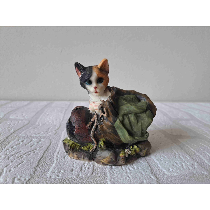 Poes met een oude schoen gemaakt van kunsthars