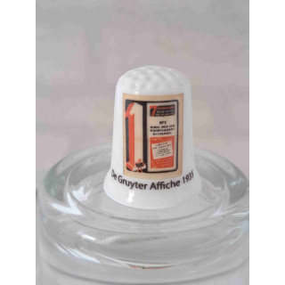 De Gruyter affiche 1935 reclame op een porselein vingerhoedje