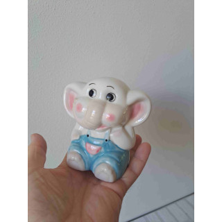 Olifant spaarpot van porselein met dop 12x12x8.5cm