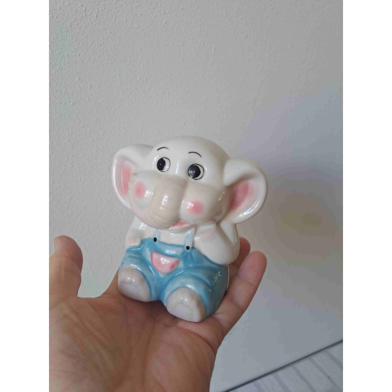 Olifant spaarpot van porselein met dop 12x12x8.5cm