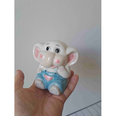 Olifant spaarpot van porselein met dop 12x12x8.5cm