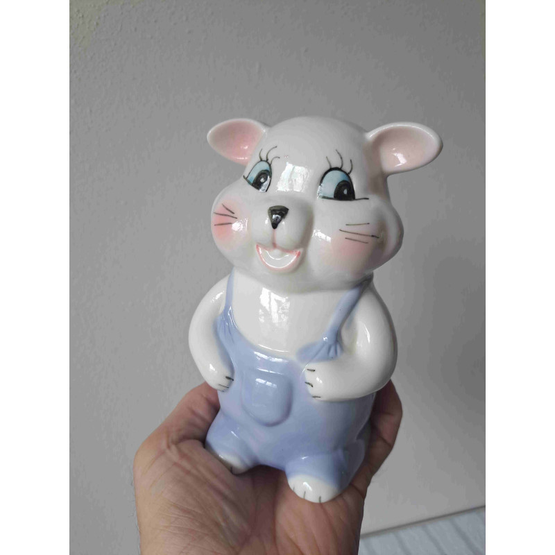 Muis spaarpot van porselein met dop