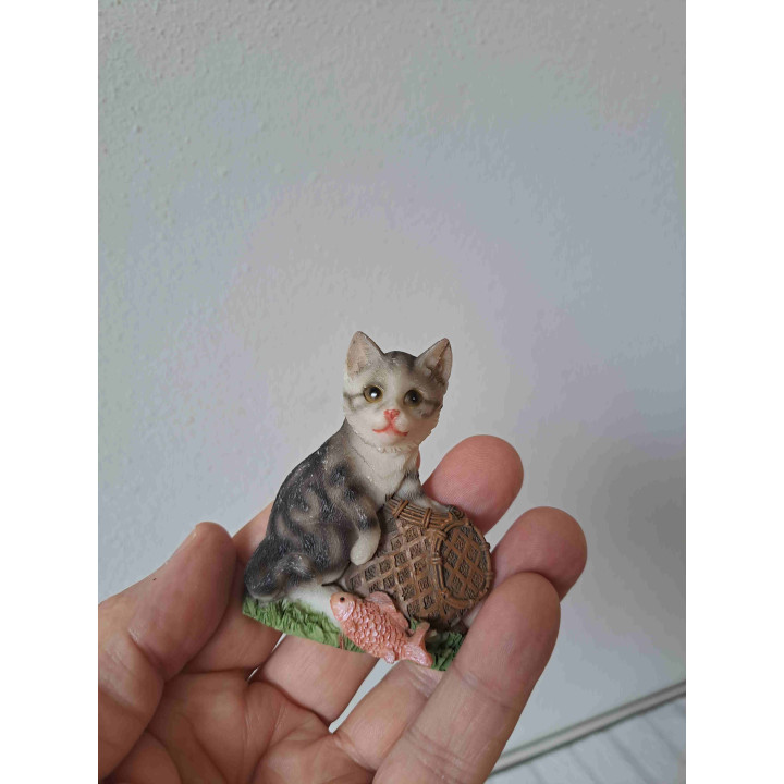Keukenmagneet poes met een vismand