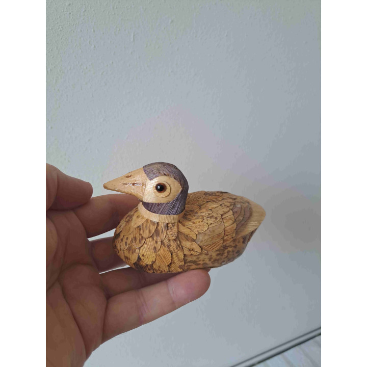 Eend gemaakt van bamboe hout 13x6x7cm