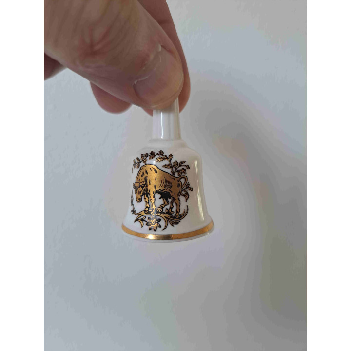 Porselein tafelbelletje goudkleurig stier sterrenbeeld