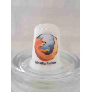Mozilla Firefox open source-webbrowser logo op een porselein vingerhoedje