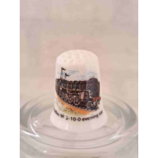 Riddles 9F 2-10-0 evening star stoomtrein op een porselein vingerhoedje