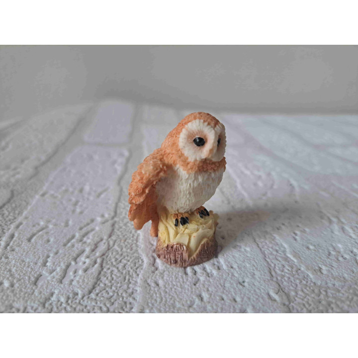 Uil met een vleugel open Uil met een vleugel open