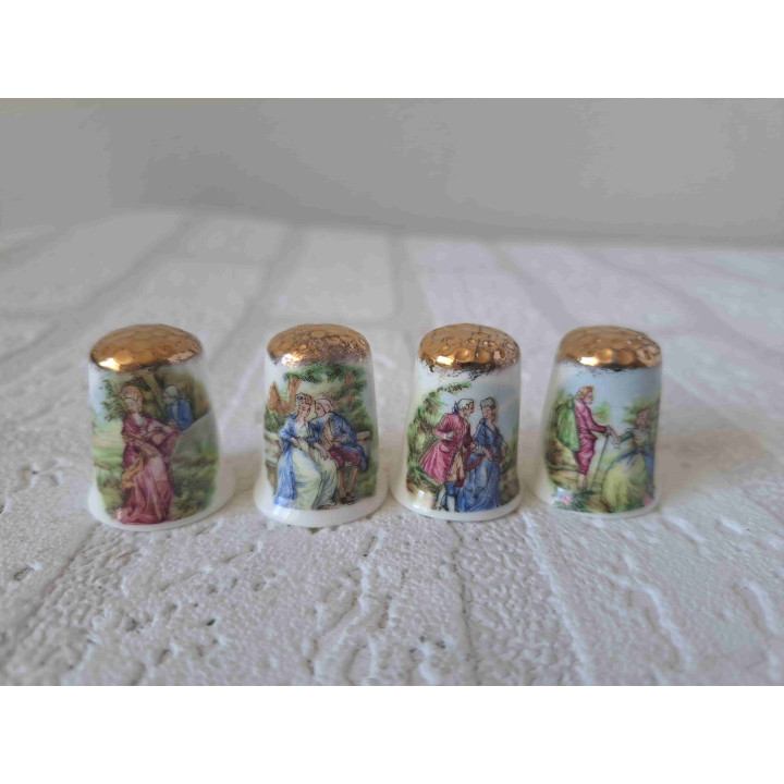 Set nostalgie klederdracht vingerhoedje met goud top