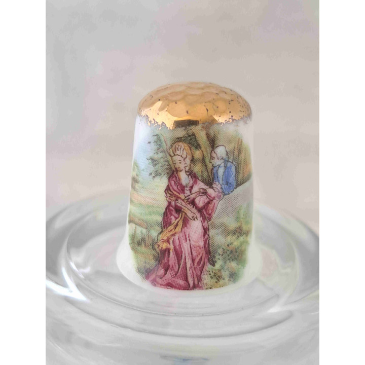 Set nostalgie klederdracht vingerhoedje met goud top van Birchcroft
