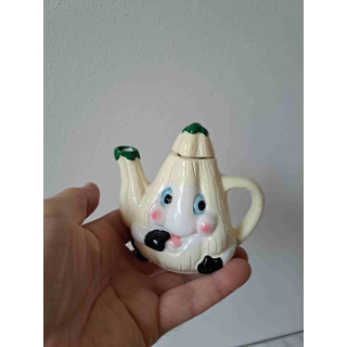 Creme aubergine theepotje van porselein