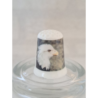Amerikaanse zeearend roofvogel op een porselein vingerhoedje