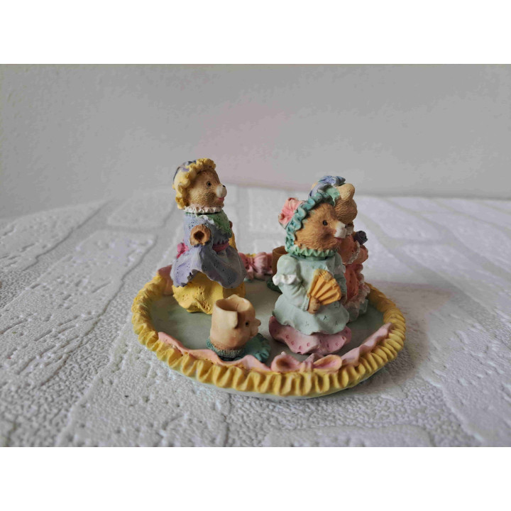 Mini serviesje van kunsthars met beren D10.5xH6.5 cm - dierfiguren