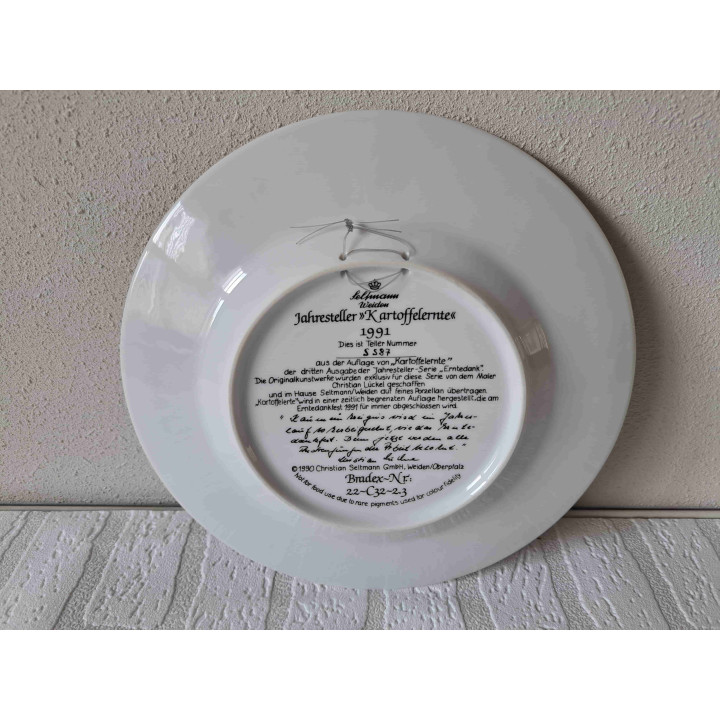 Aardappeloogst 1991Seltmann Weiden wandbord Jaaruitgave - wandborden