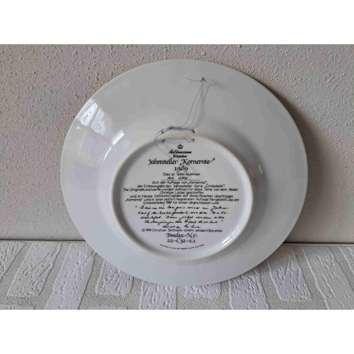 Graan oogst 1989 Seltmann Weiden wandbord Jaaruitgave - wandborden