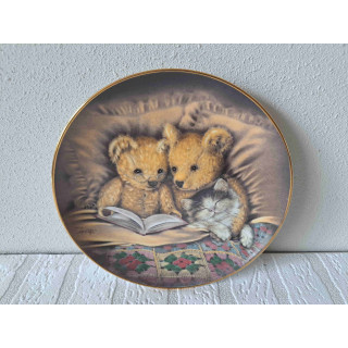 Beren lezen boekje Bedtime Story Franklin Mint wandbord