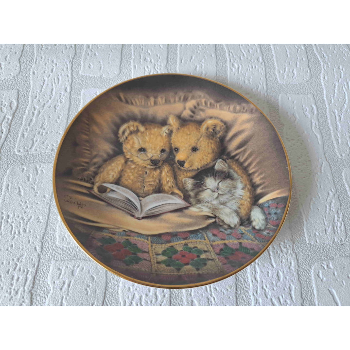 Beren lezen boekje Bedtime Story Franklin Mint wandbord - wandborden
