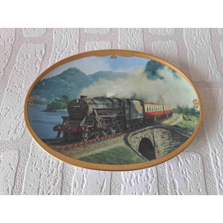 Stoomtrein Zon en zeebries Davenport Pottery ovaal wandbord - wandborden