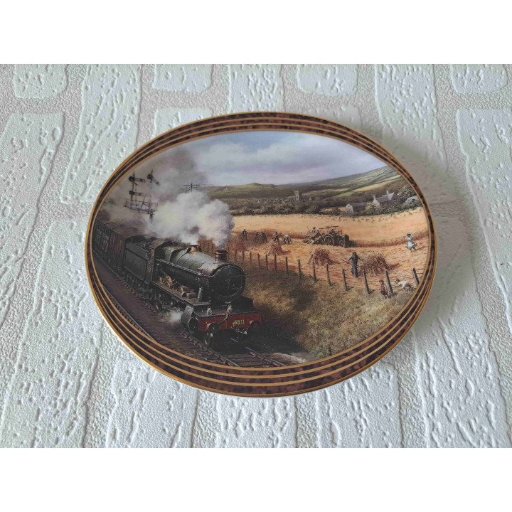 Stoomtrein Oogst langs het spoor Davenport Pottery ovaal wandbord - wandborden