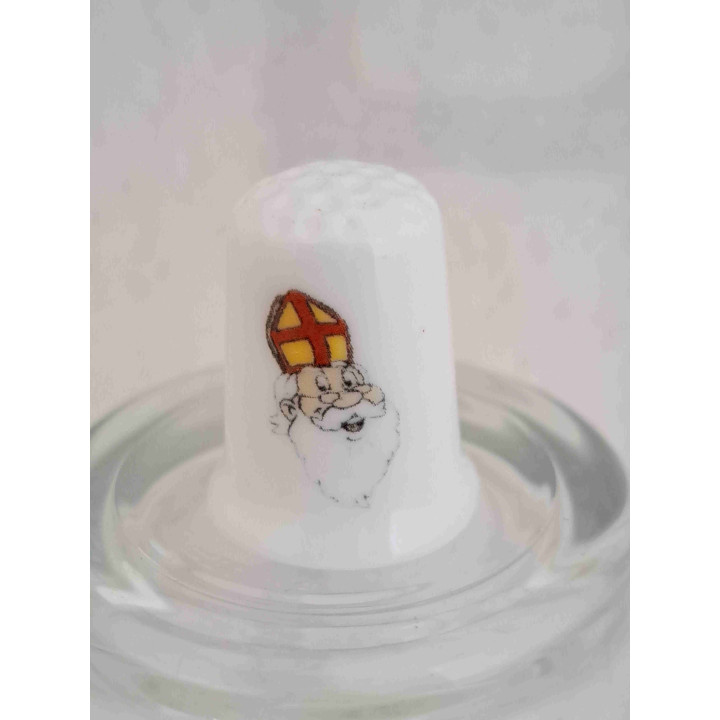 Porseleinen vingerhoedje met Sinterklaas tekening  - Verzamelobject