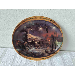 Nachtwolf stoomtrein Davenport Pottery wandbord
