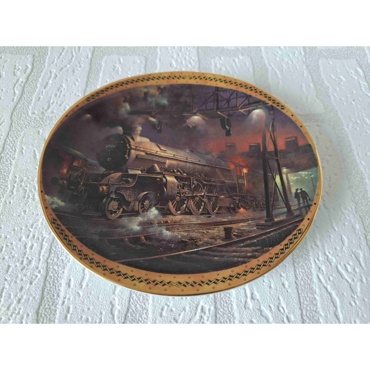 Nachtwolf stoomtrein Davenport Pottery wandbord - wandborden